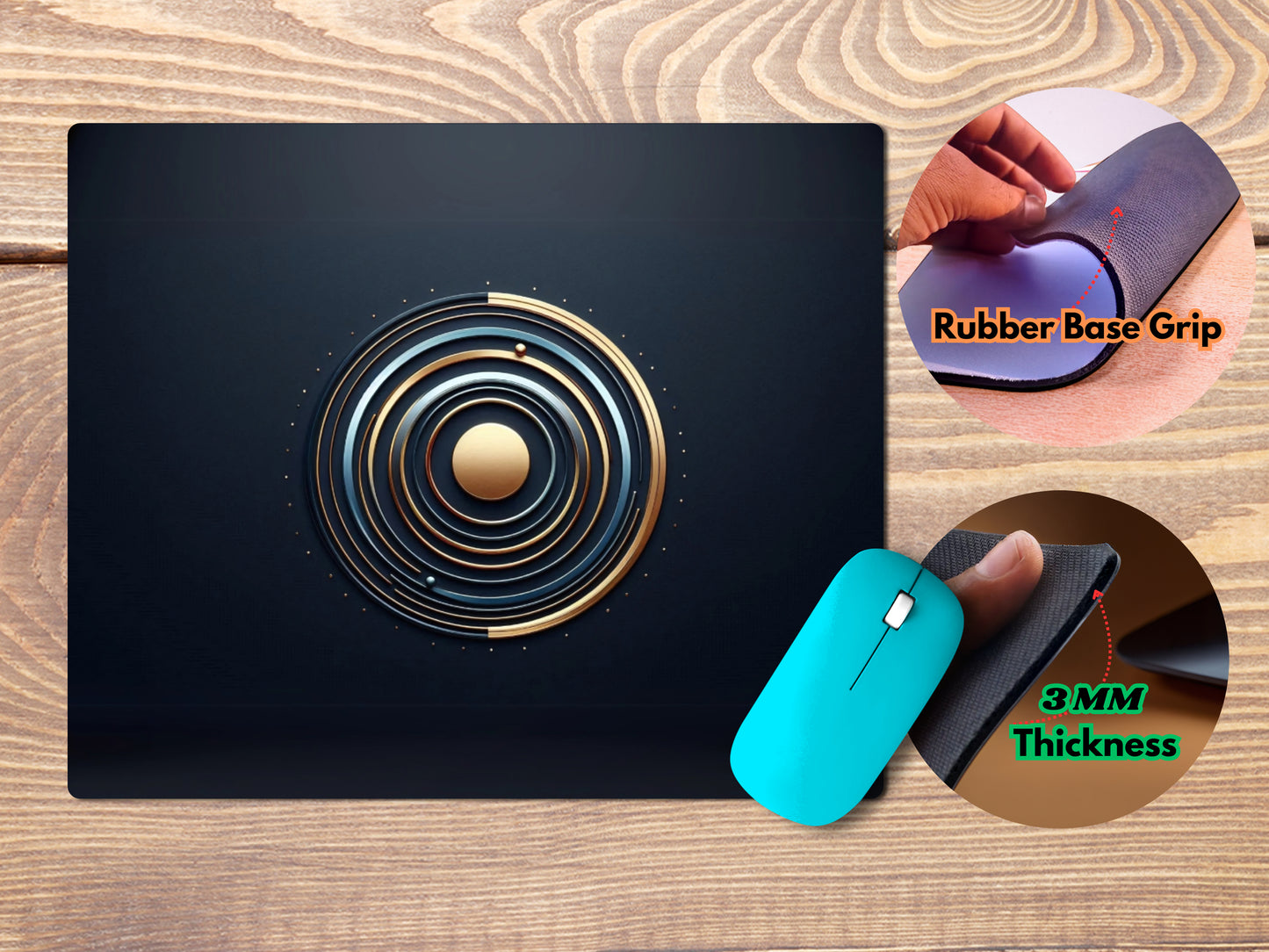 Luxurious Concentric Circlesmousepad mockup style 4