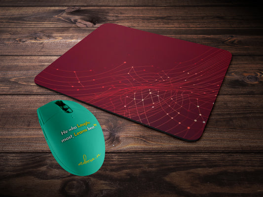 Lines connected against a solid deep red backgroundmousepad mockup style 2