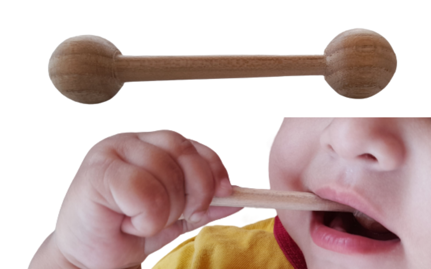 Saag Wood Organic Wooden Teether for Baby - MobERA