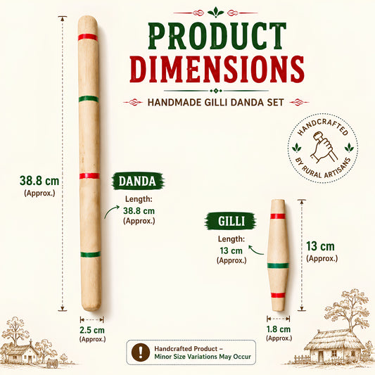 Gilli Danda Set | Handmade Wooden Traditional Indian Outdoor Game for Kids