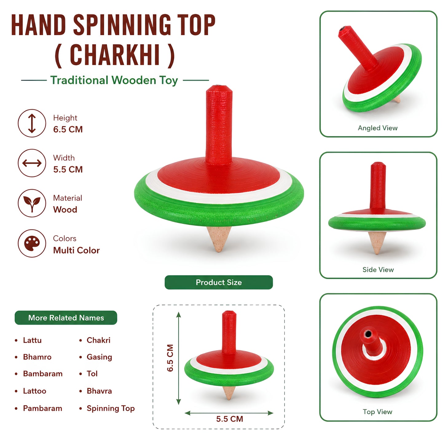 Hand Spinning Top Charkhi Size