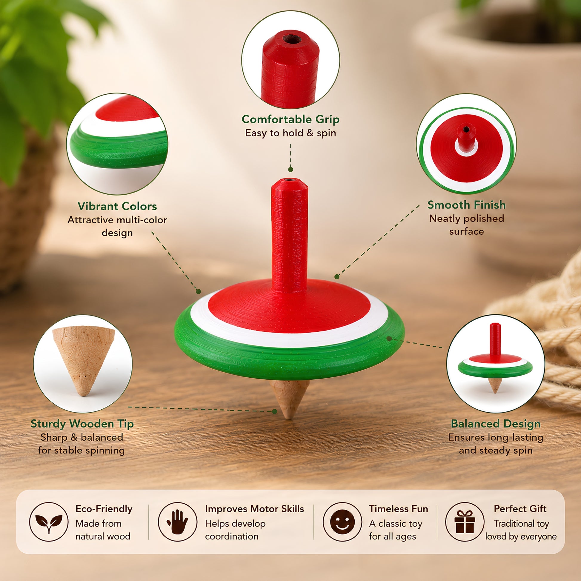 Hand Spinning Top Part Details