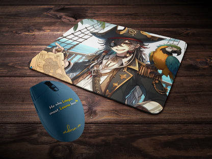 Pirate Captain with Parrot Anime Mouse Pad