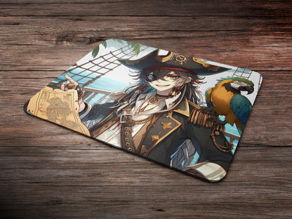 Pirate Captain with Parrot Anime Mouse Pad