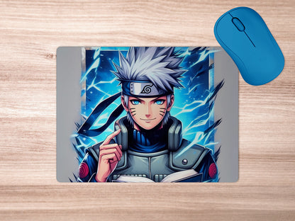 Kakashi Hatake holding a book mousepad mockup style 5