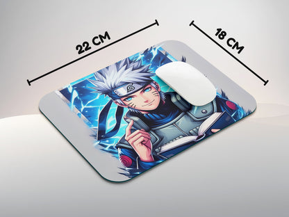 Kakashi Hatake holding a book mousepad mockup style 3