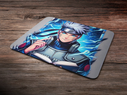 Kakashi Hatake holding a book mousepad mockup style 6