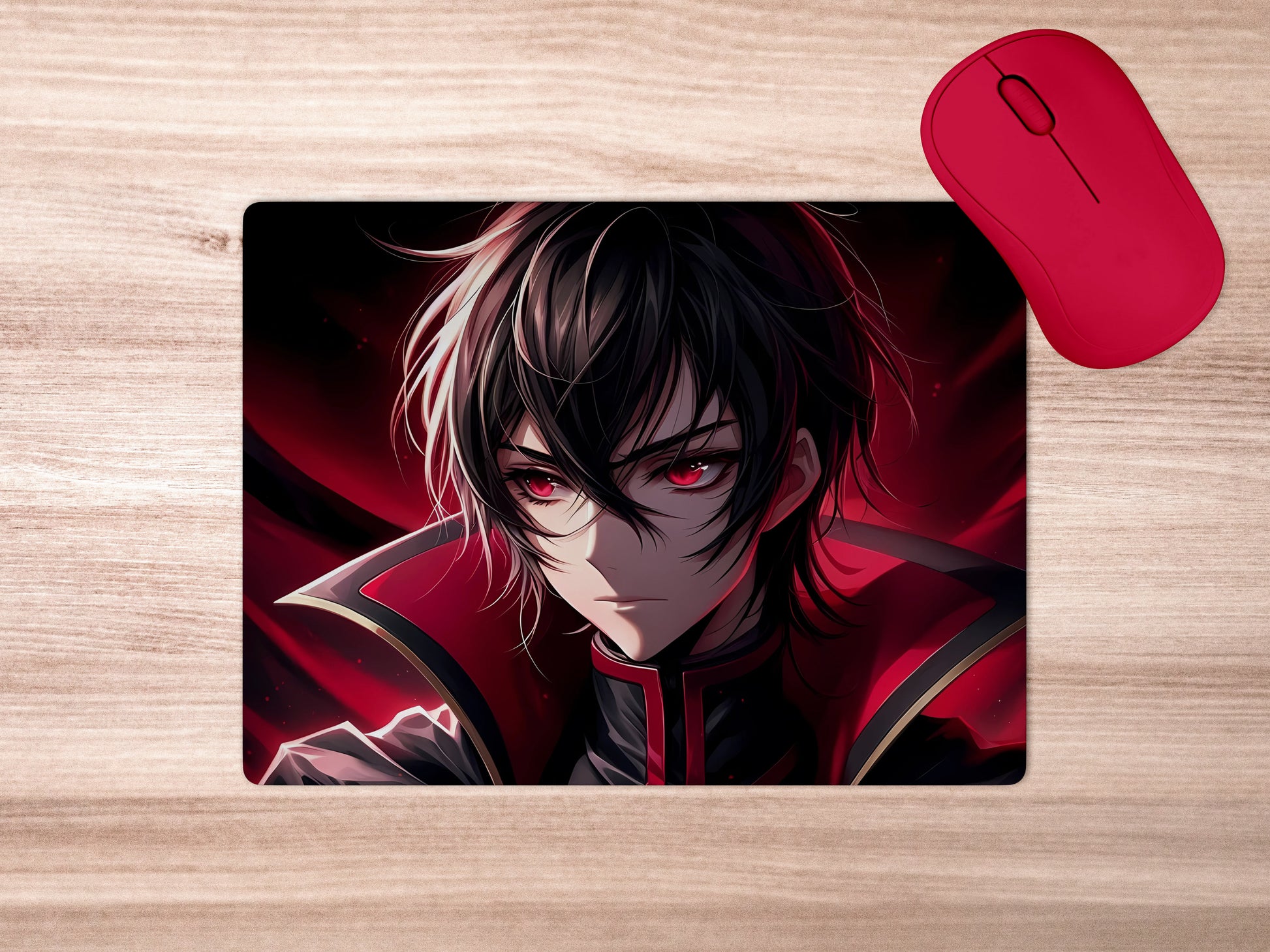 Lelouch Lamperouge in his Zero outfit mousepad mockup style 5