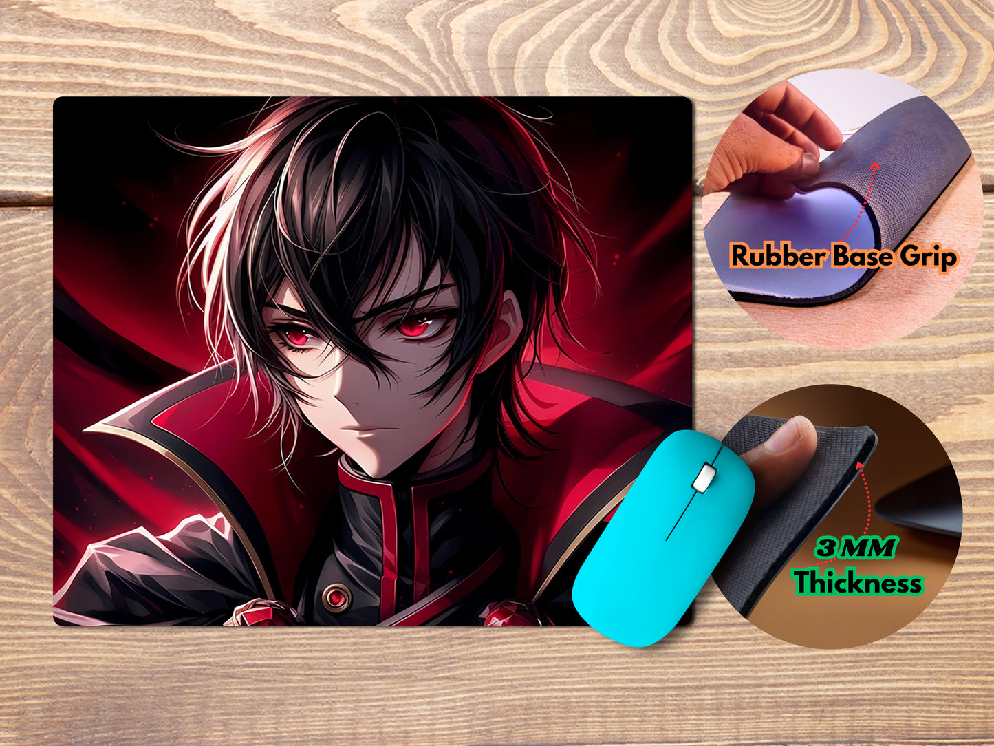 Lelouch Lamperouge in his Zero outfit mousepad mockup style 4