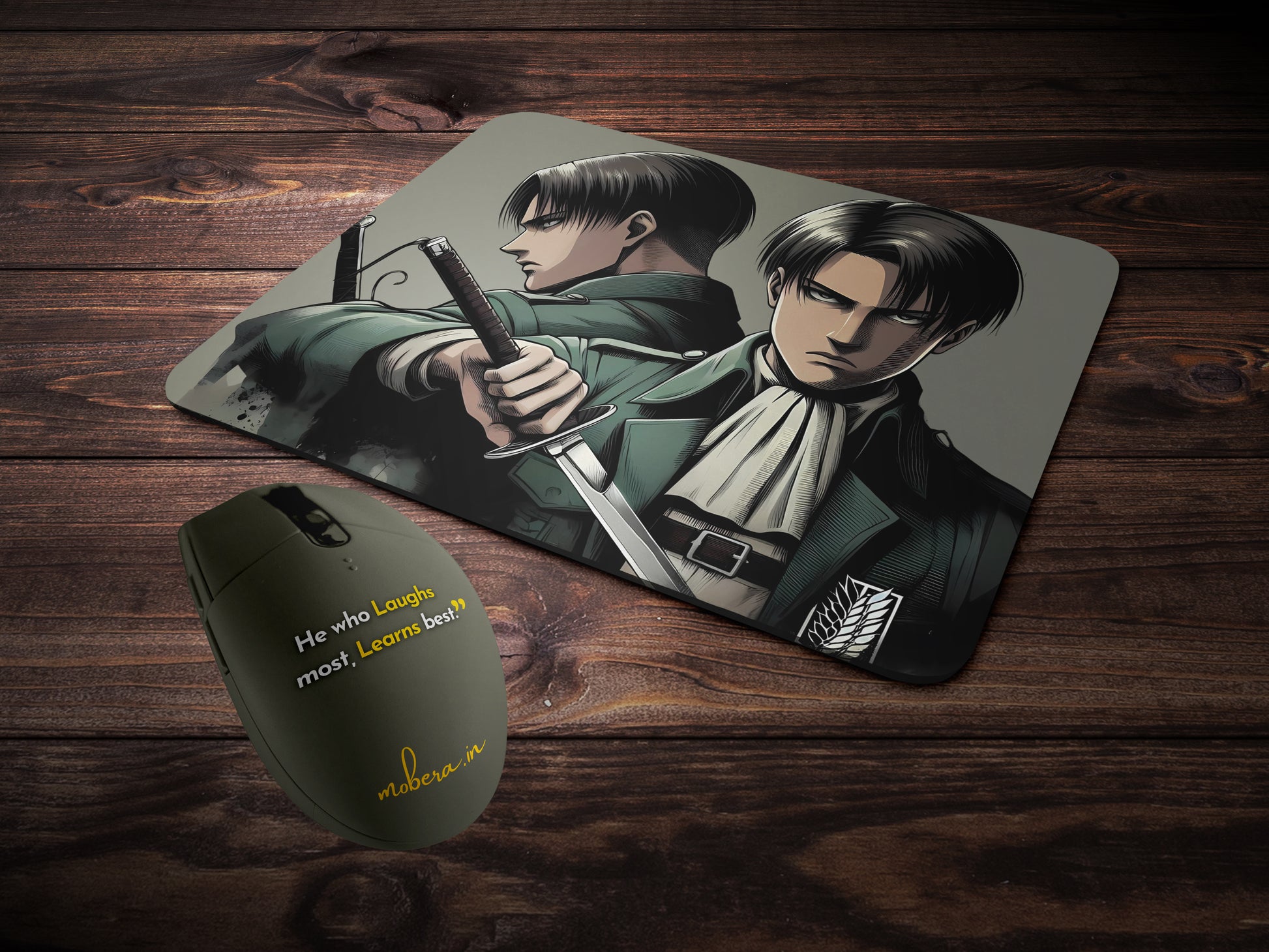 Levi Ackerman in his Survey Corps uniform mousepad mockup style 2