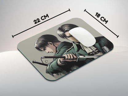 Levi Ackerman in his Survey Corps uniform mousepad mockup style 3