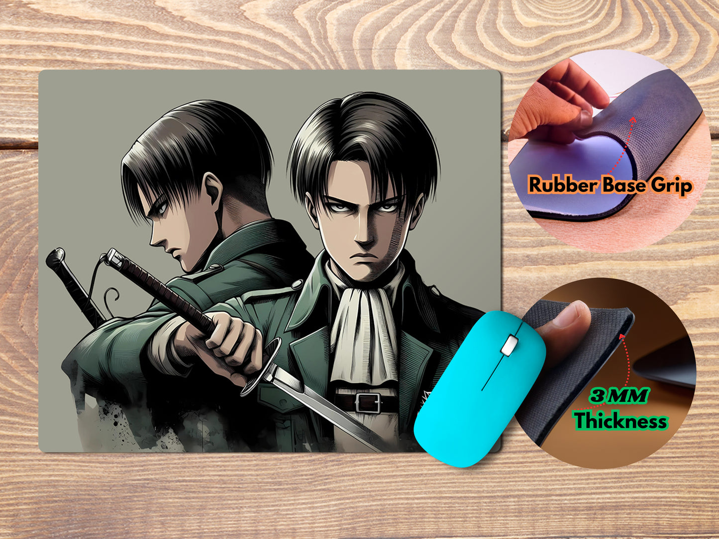 Levi Ackerman in his Survey Corps uniform mousepad mockup style 4