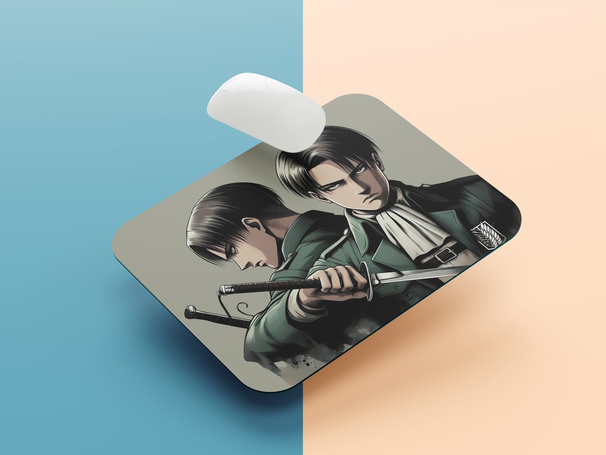 Levi Ackerman in his Survey Corps uniform mousepad mockup style 1