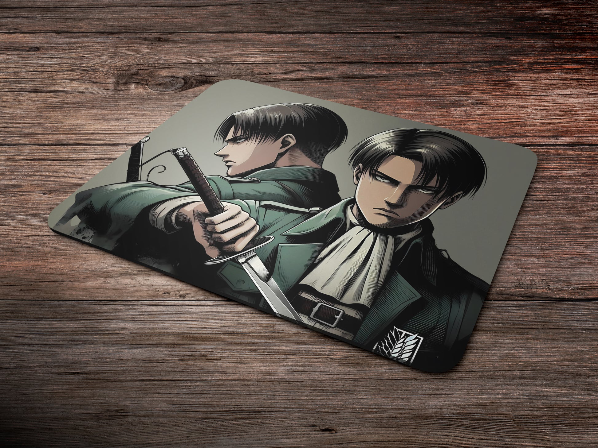 Levi Ackerman in his Survey Corps uniform mousepad mockup style 6