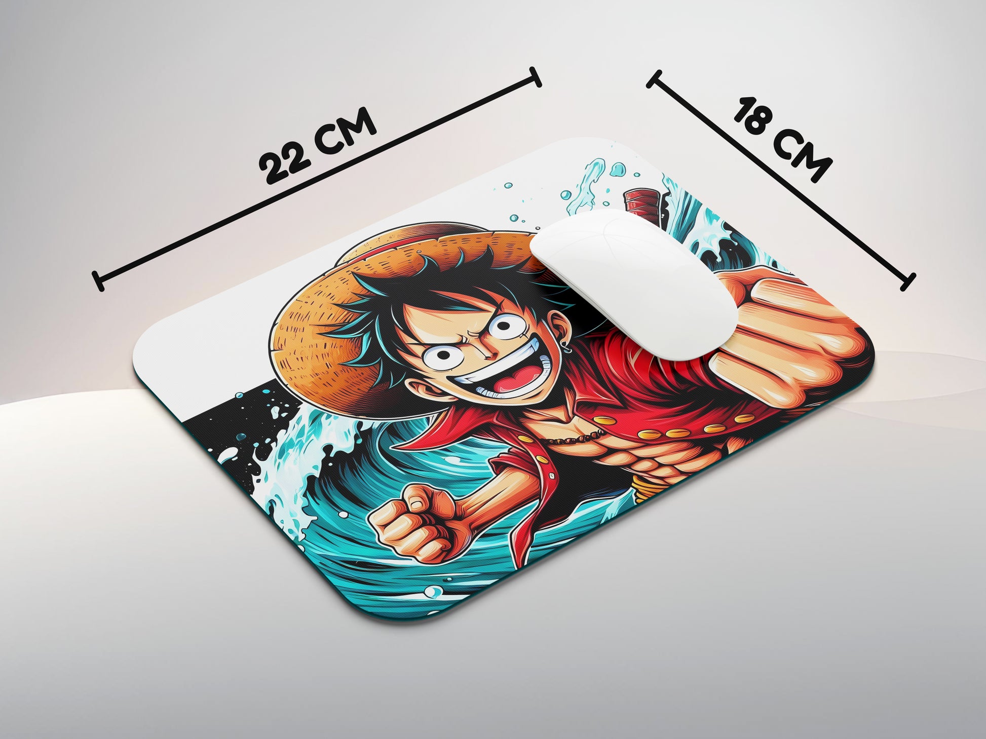 Monkey D. Luffy with straw hat and red shirt mousepad mockup style 3