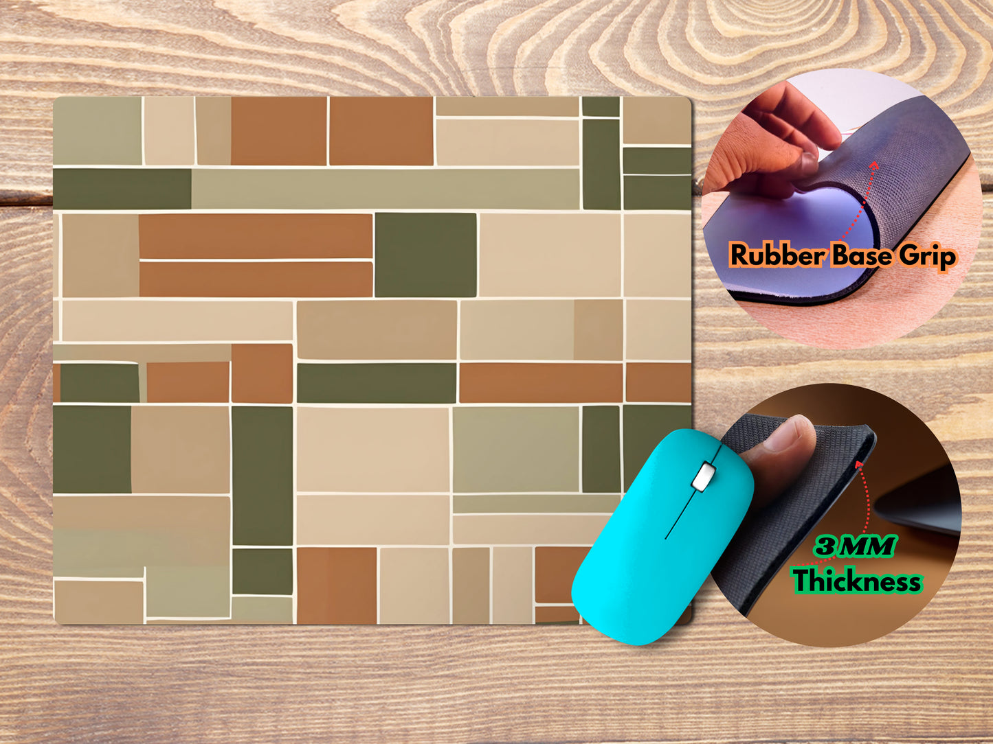 Earthy Offset Rectanglesmousepad mockup style 4