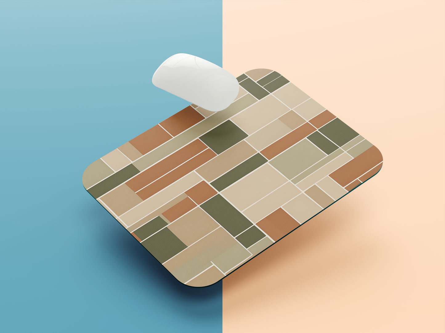 Earthy Offset Rectangles mousepad mockup style 1