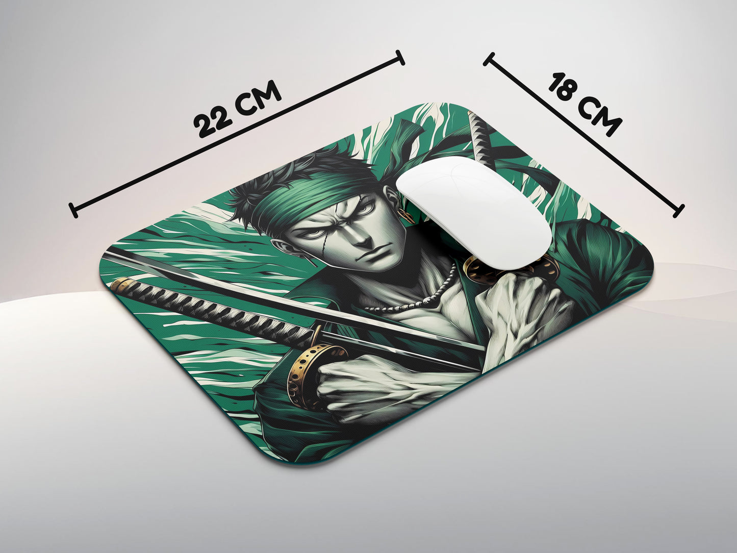 Roronoa Zoro holding two swords mousepad mockup style 3