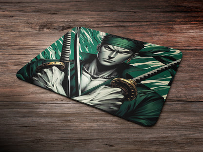 Roronoa Zoro holding two swords mousepad mockup style 6