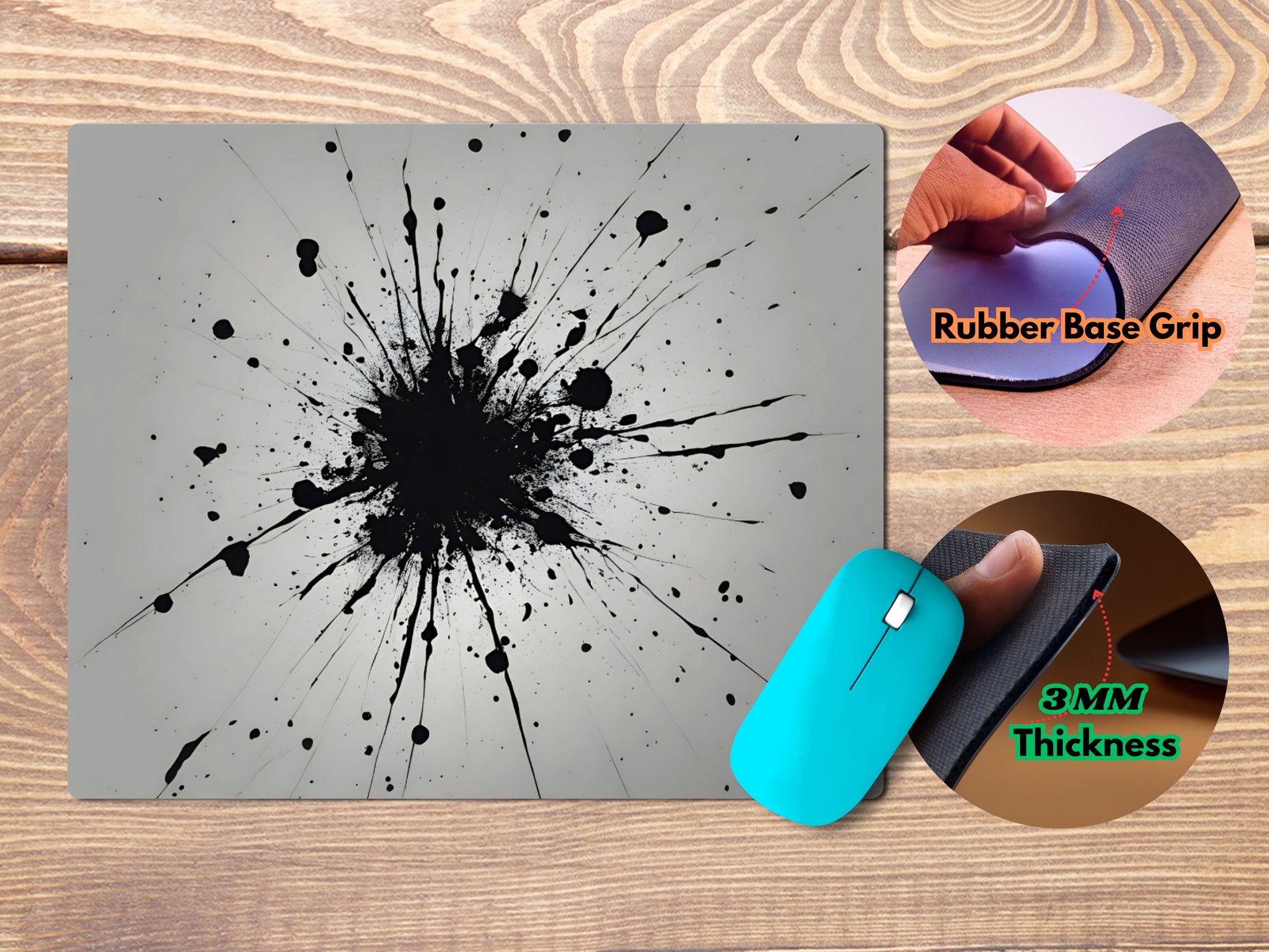 Minimal Black Splattermousepad mockup style 4