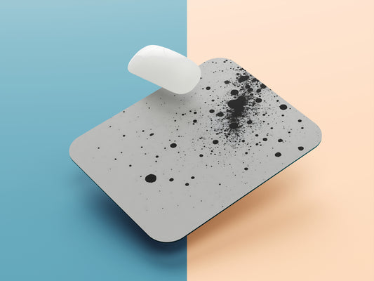 Abstract Gray Splatter mousepad mockup style 1