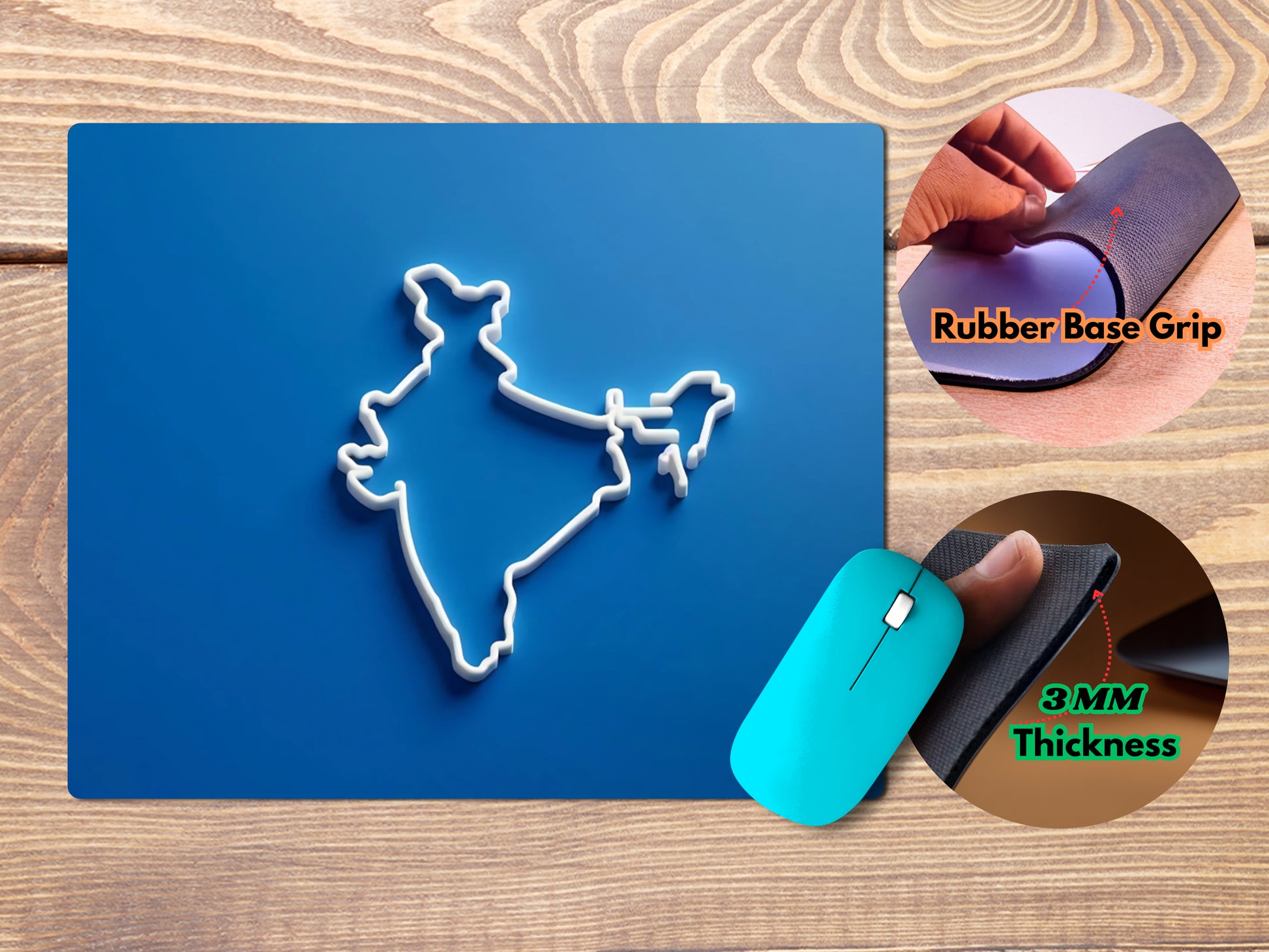 Blue India Map Outlinemousepad mockup style 4