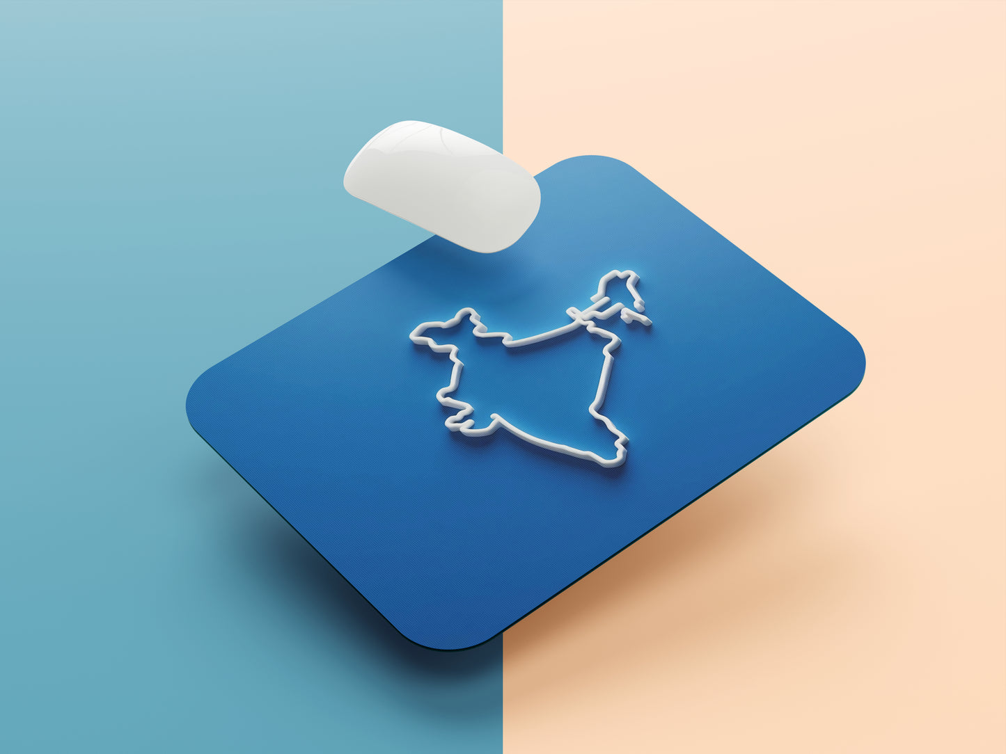 Blue India Map Outline mousepad mockup style 1