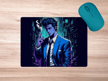 Spike Spiegel in his iconic blue suit mousepad mockup style 5