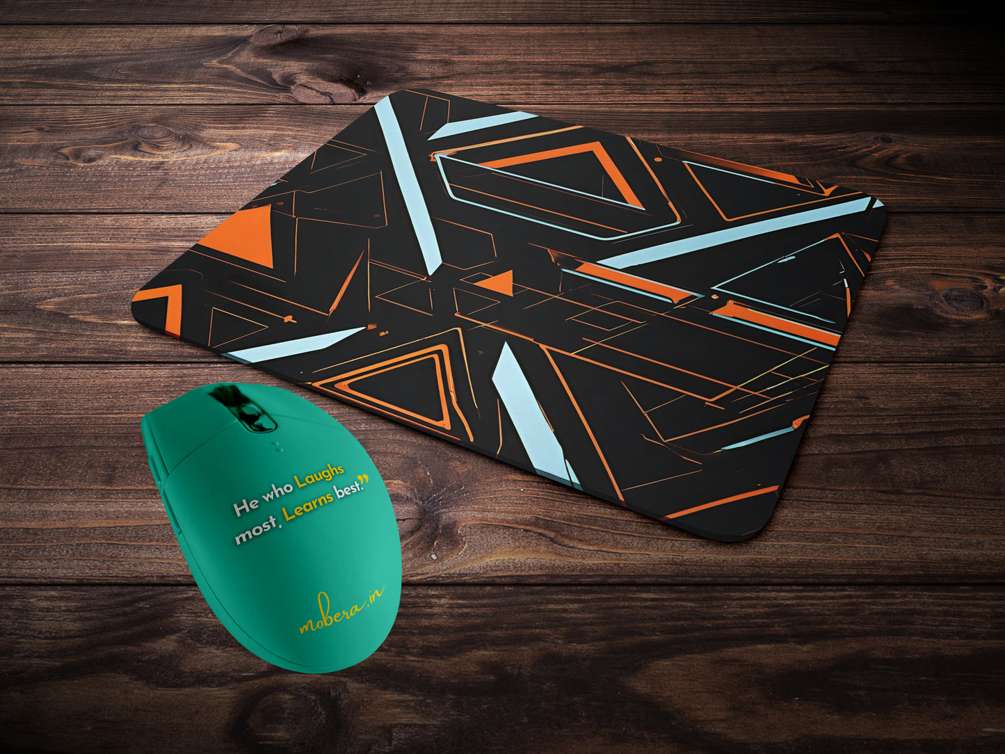 Neon Triangle Segmentsmousepad mockup style 2