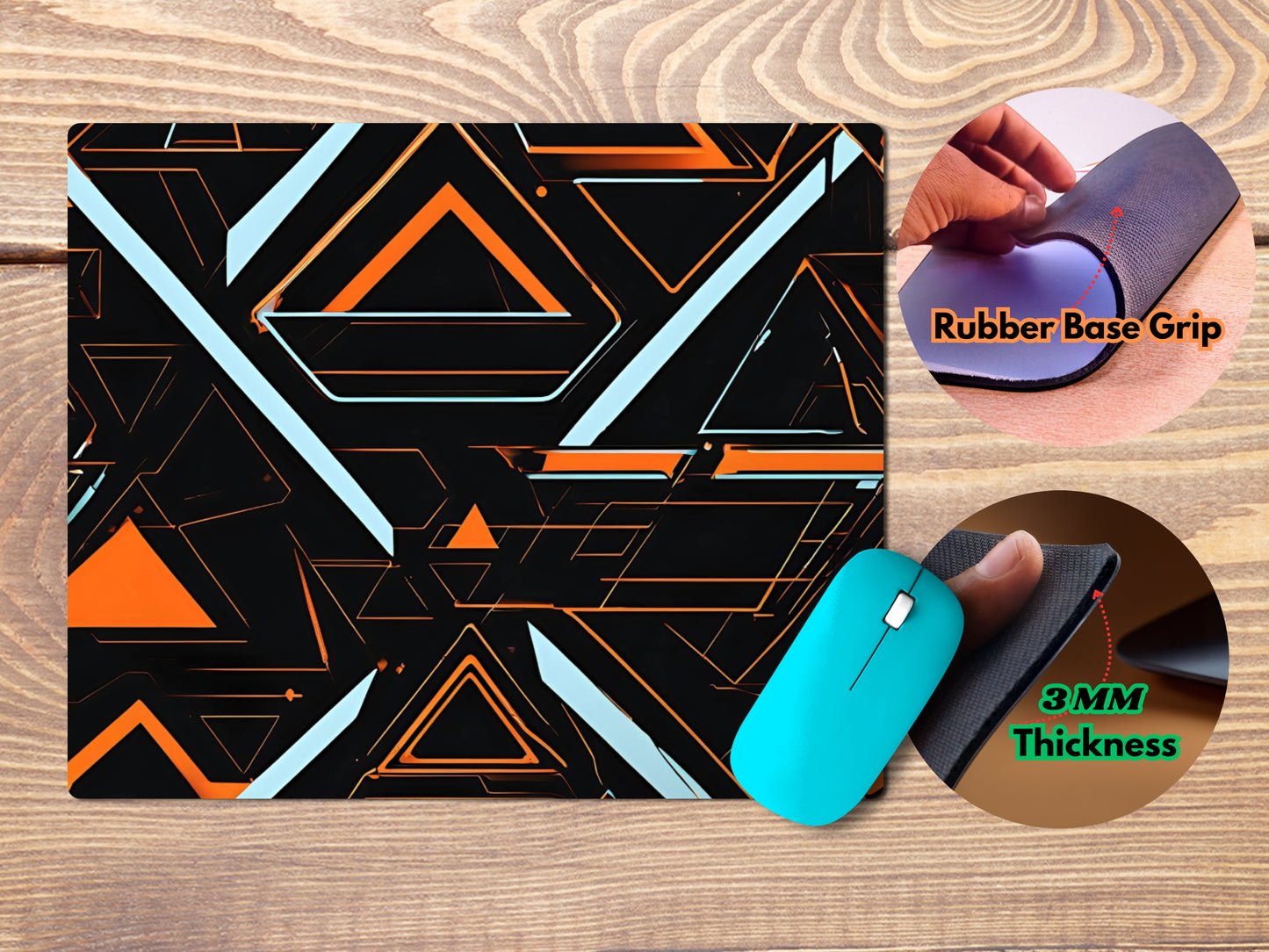 Neon Triangle Segmentsmousepad mockup style 4