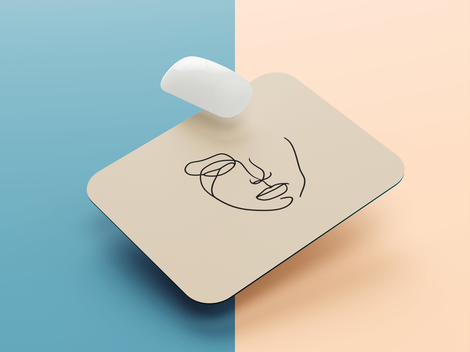 Abstract Face Outline mousepad mockup style 1