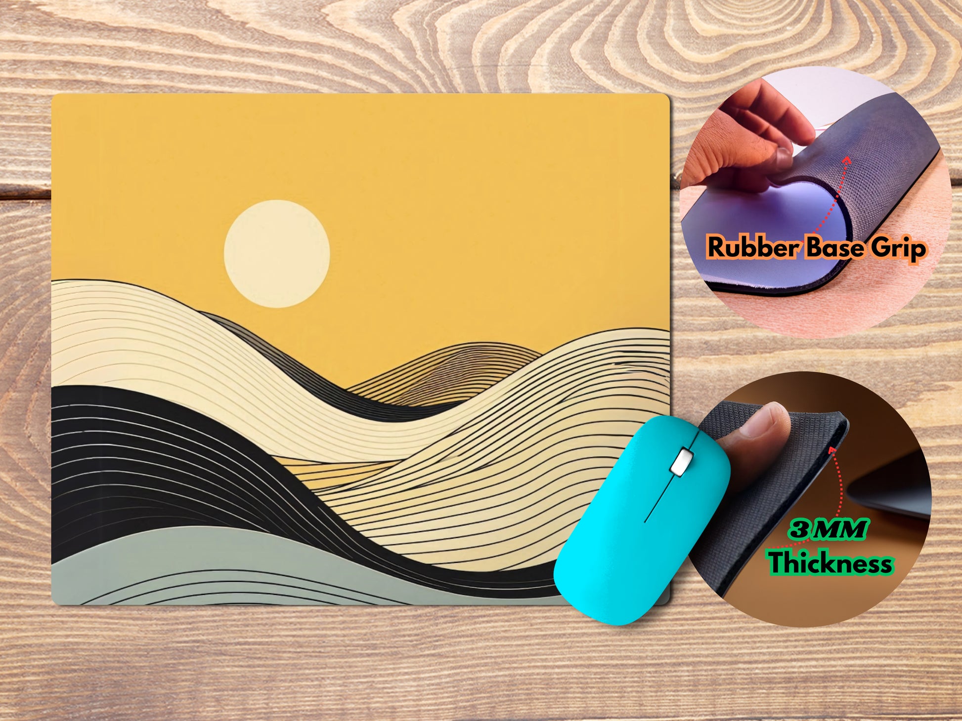 Minimalist Wave Linesmousepad mockup style 4