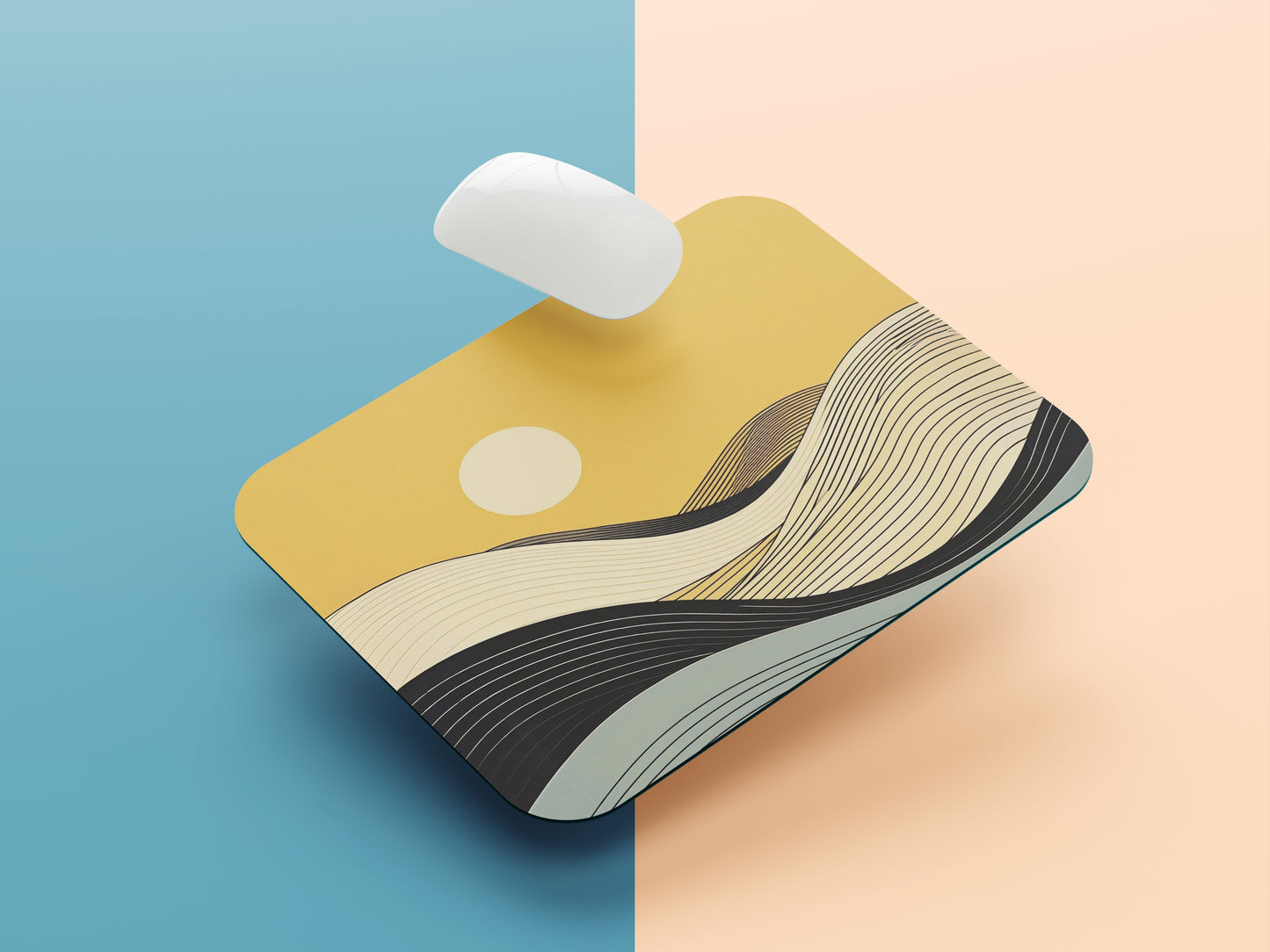 Minimalist Wave Lines mousepad mockup style 1