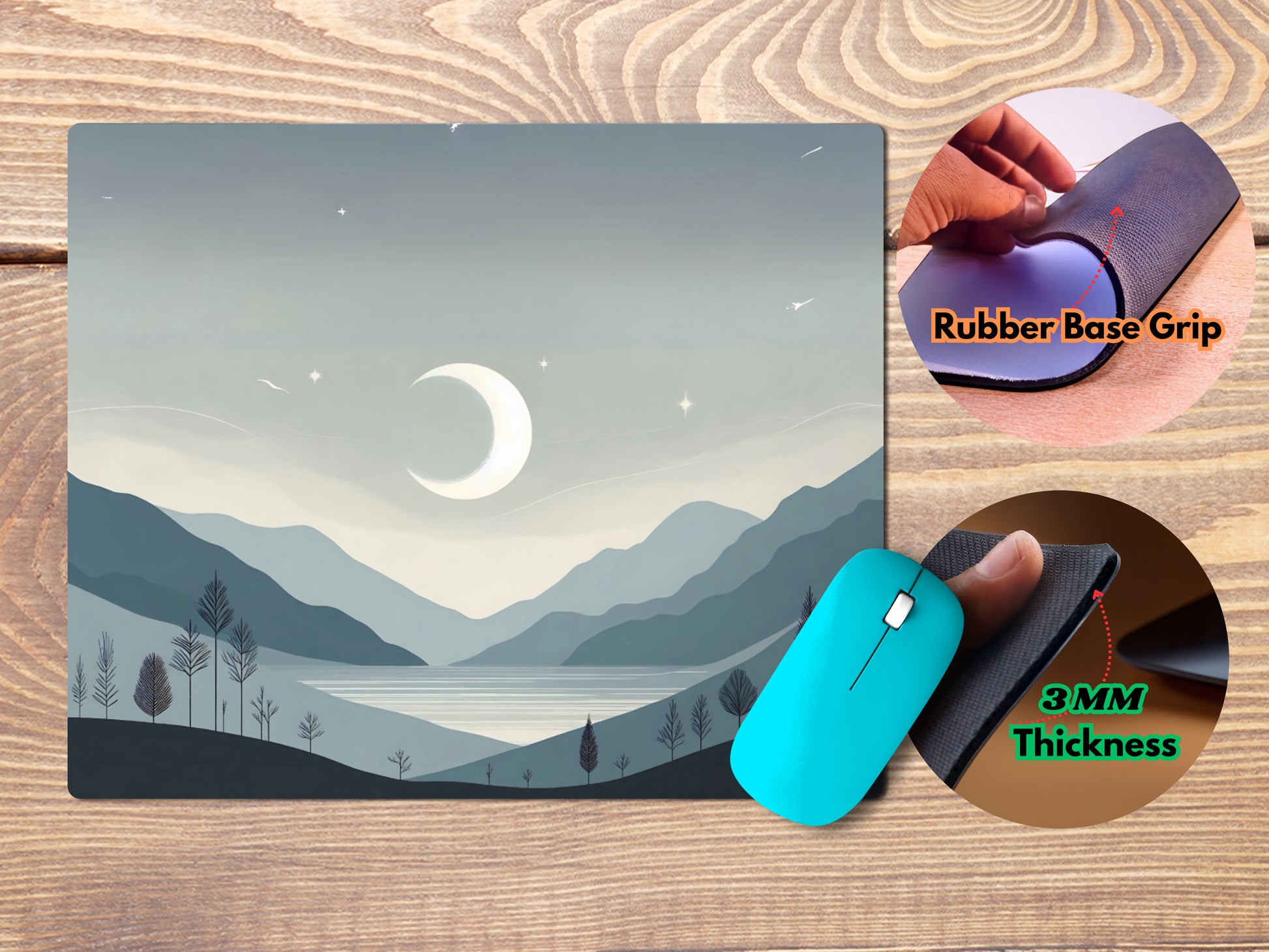 Moonlit Mountain Landscapemousepad mockup style 4