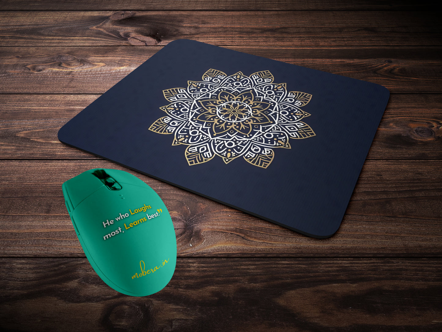 Navy Gold Mandalamousepad mockup style 2