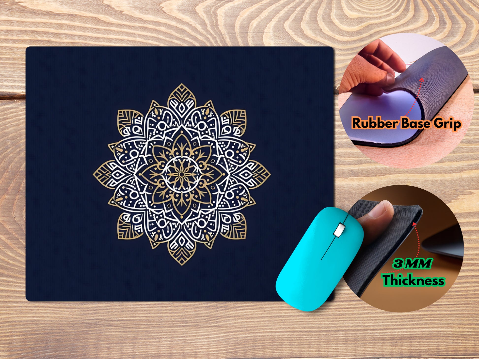 Navy Gold Mandalamousepad mockup style 4