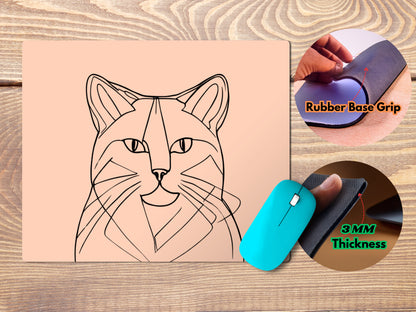 Minimalist Cat Outlinemousepad mockup style 4