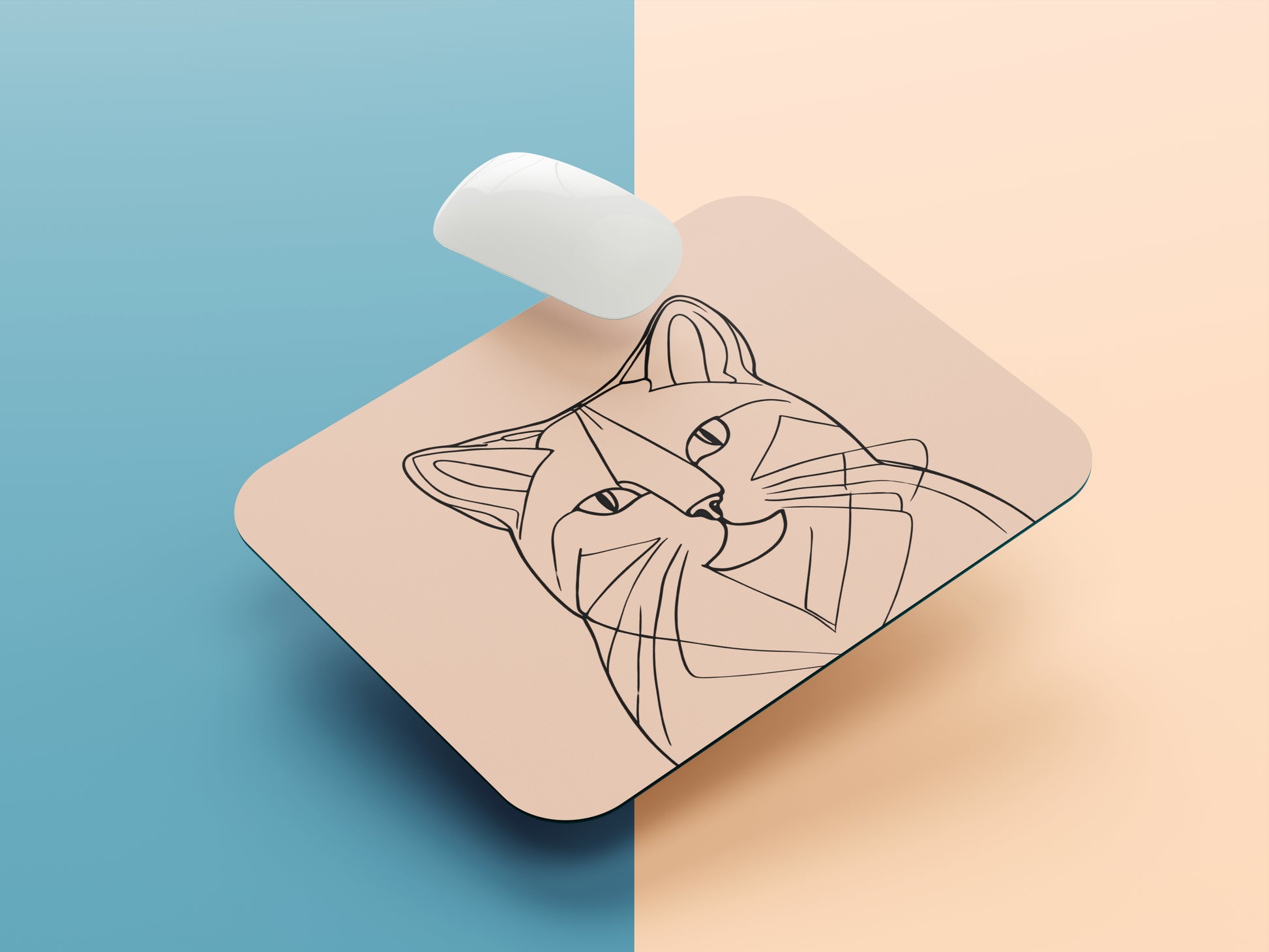 Minimalist Cat Outline mousepad mockup style 1