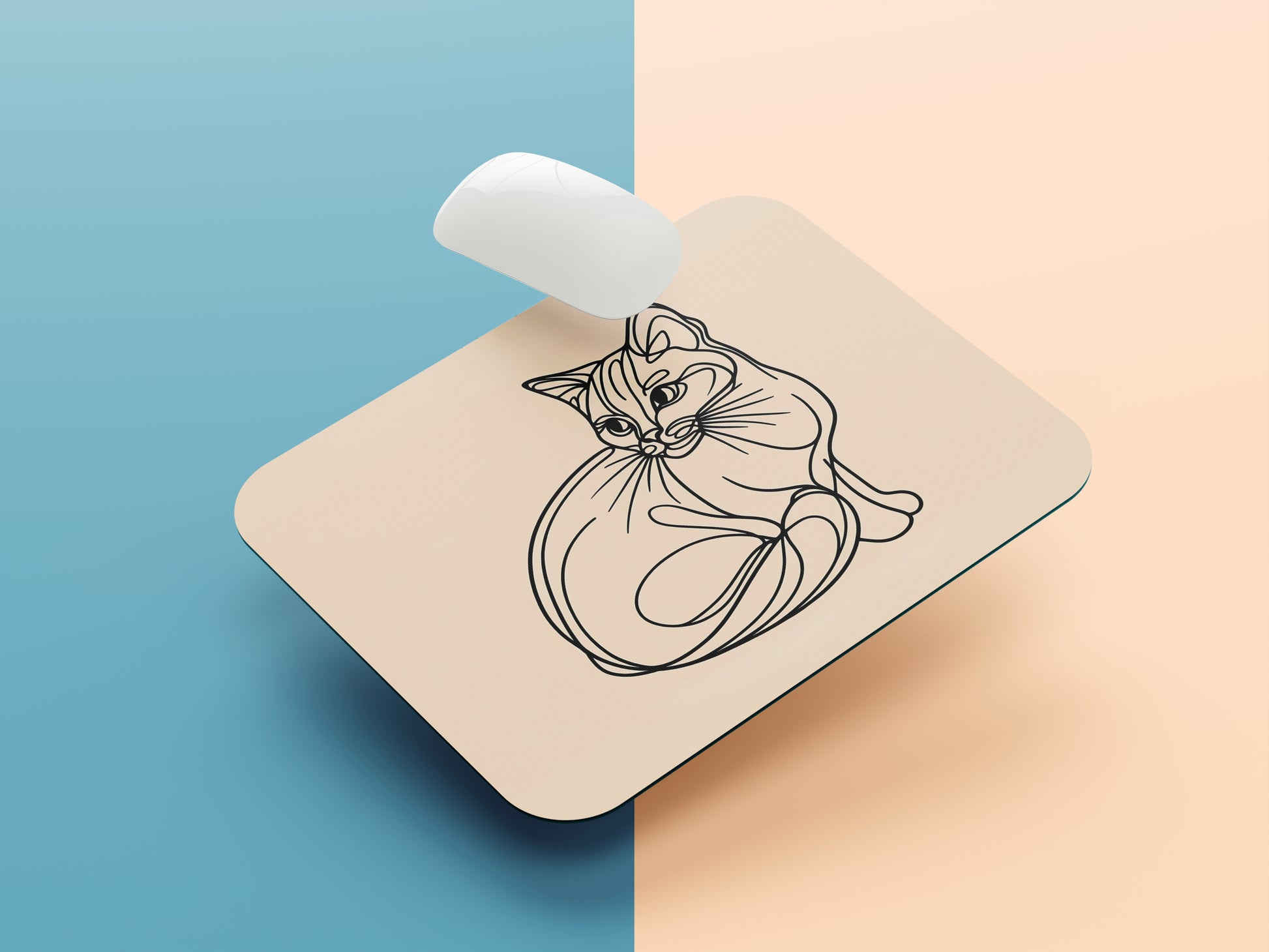 Bold Cat Outline mousepad mockup style 1