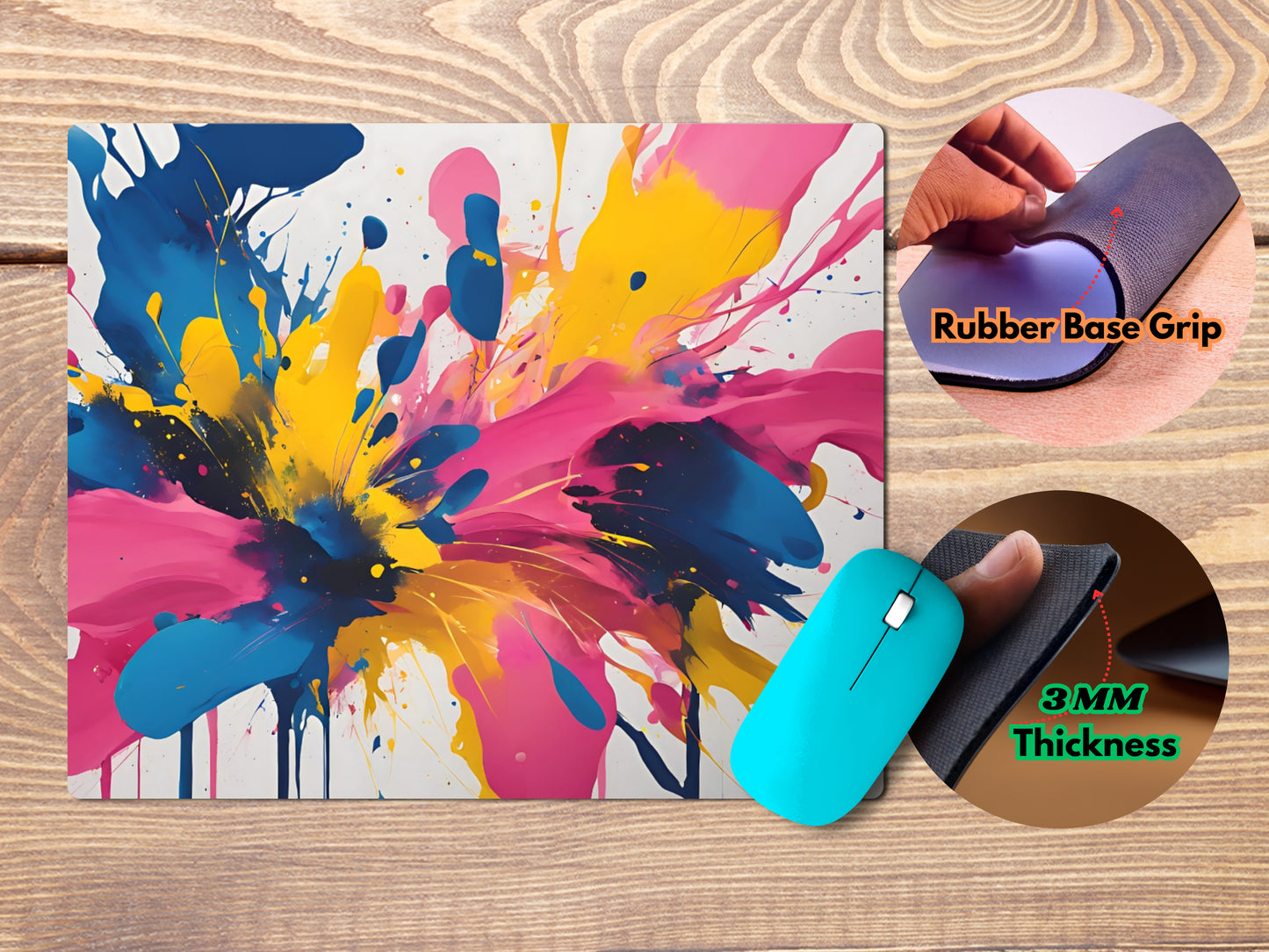 Colorful Splash Abstractmousepad mockup style 4