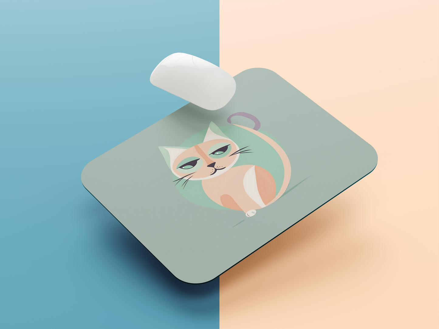 Minimalist Cartoon Cat mousepad mockup style 1