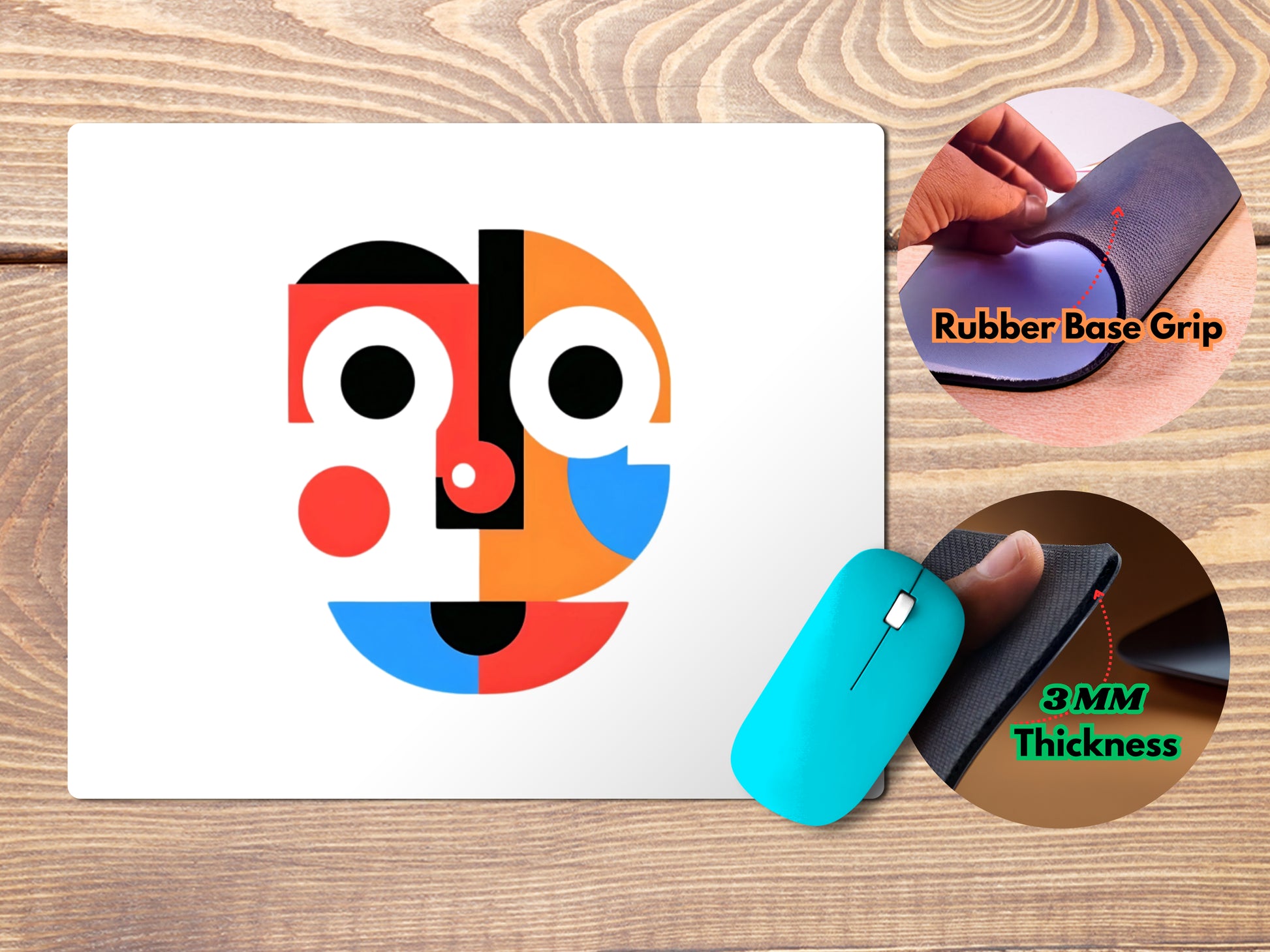 Geometric Cartoon Facesmousepad mockup style 4