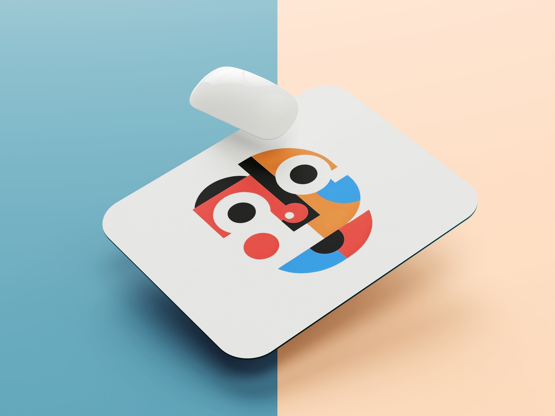 Geometric Cartoon Faces mousepad mockup style 1