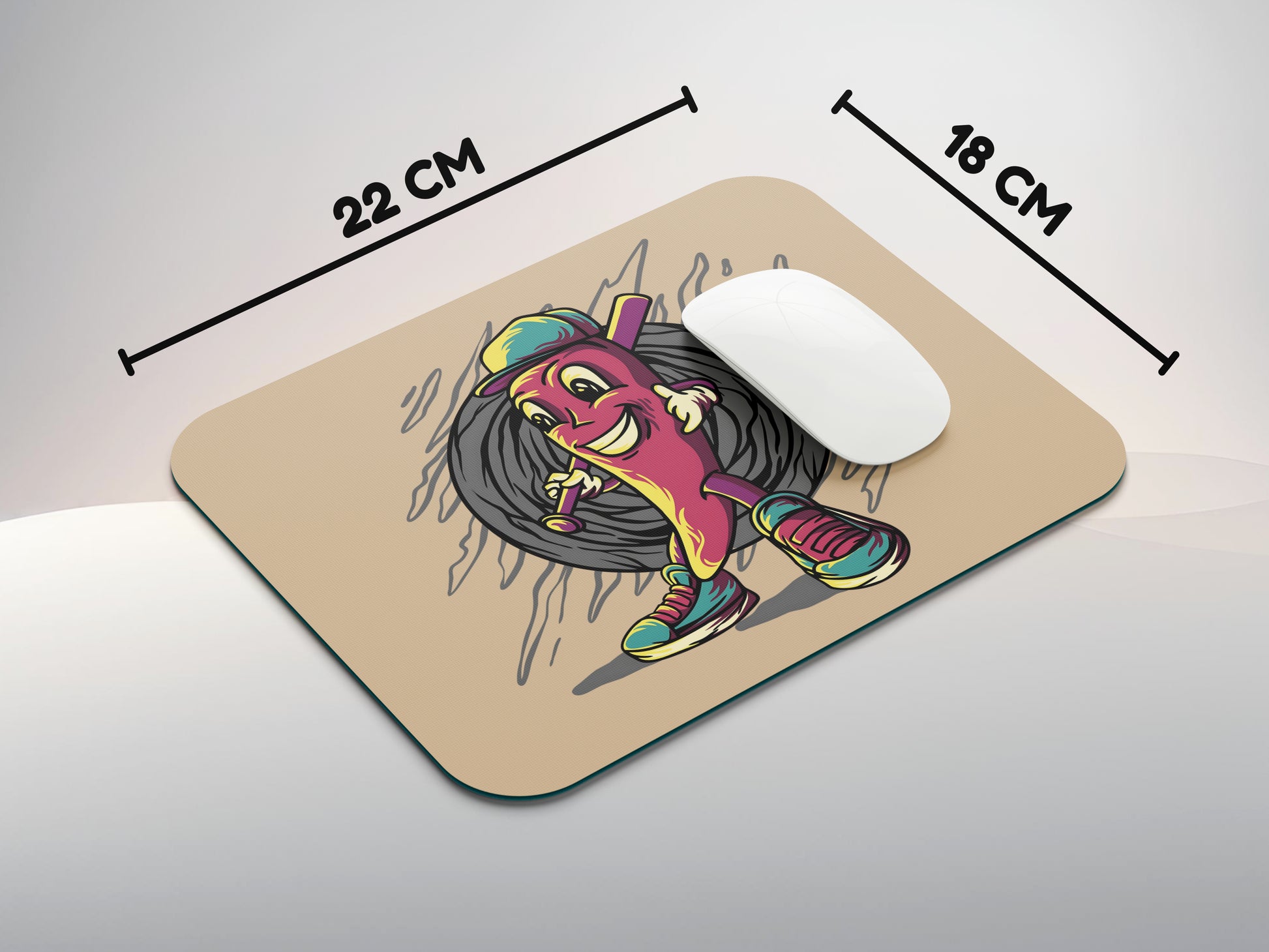 Cartoon character with Stickmousepad mockup style 3