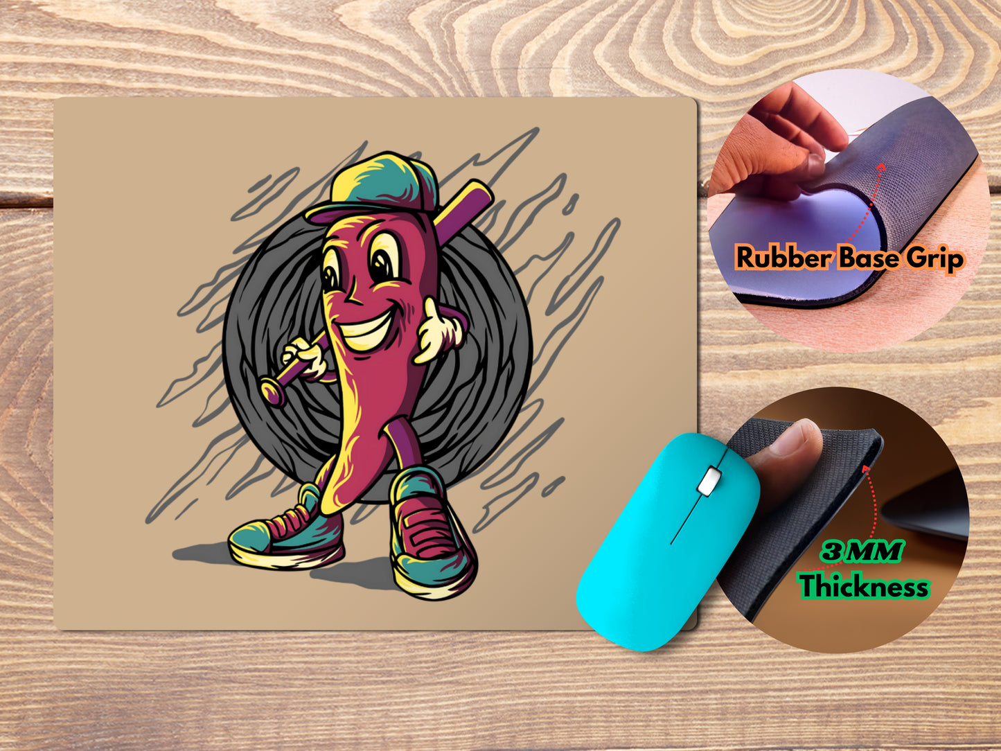 Cartoon character with Stickmousepad mockup style 4