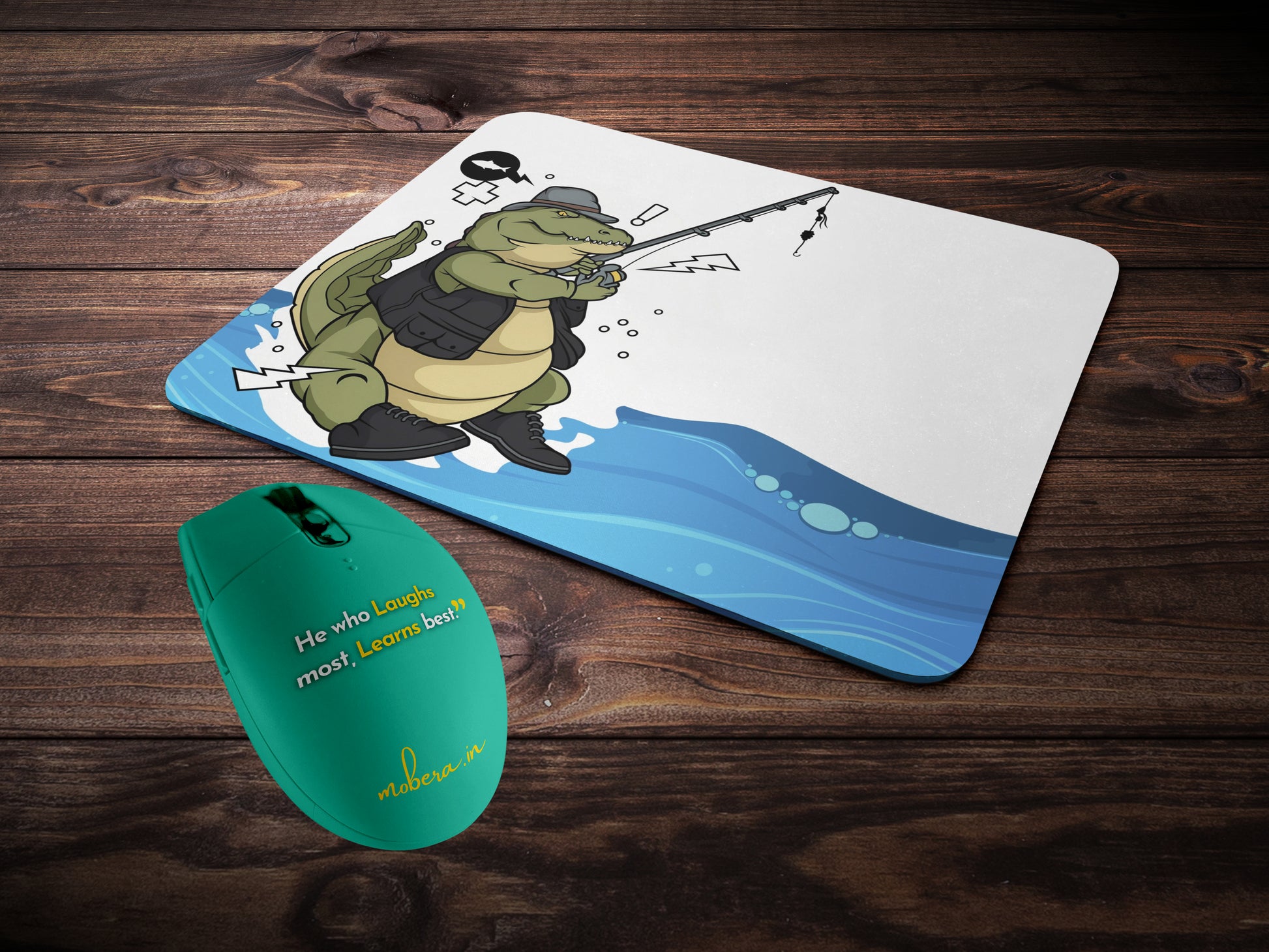 Crocodile fishing Cartoonmousepad mockup style 2