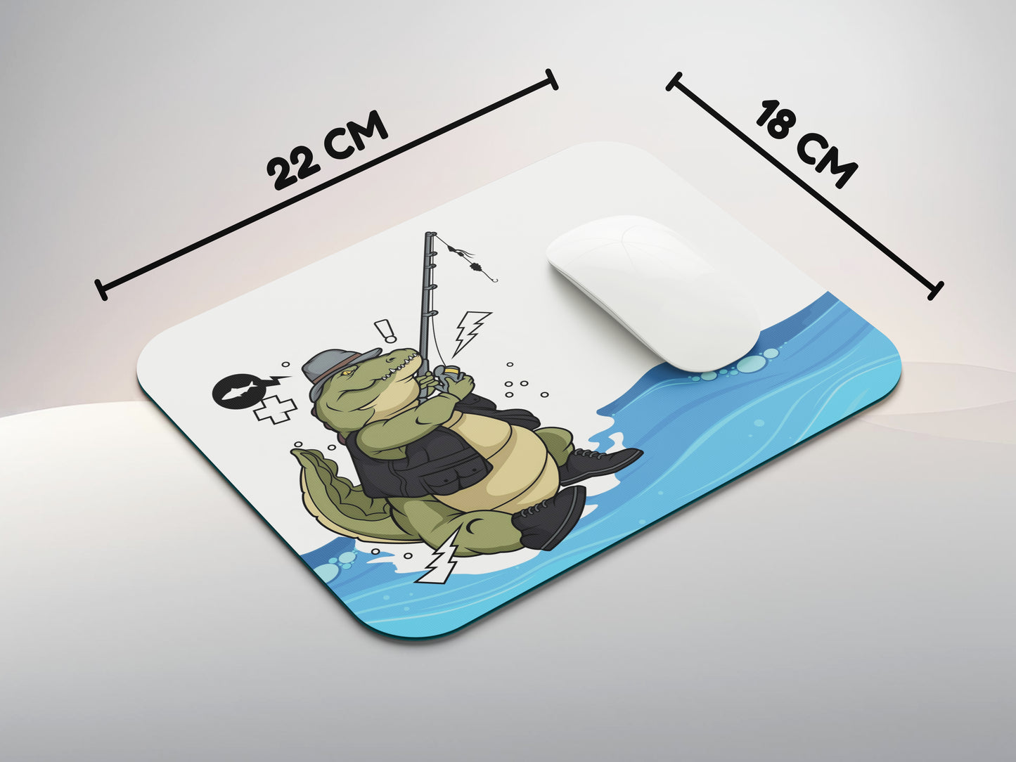 Crocodile fishing Cartoonmousepad mockup style 3