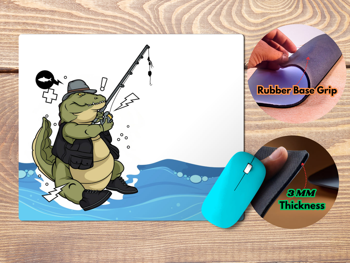 Crocodile fishing Cartoonmousepad mockup style 4