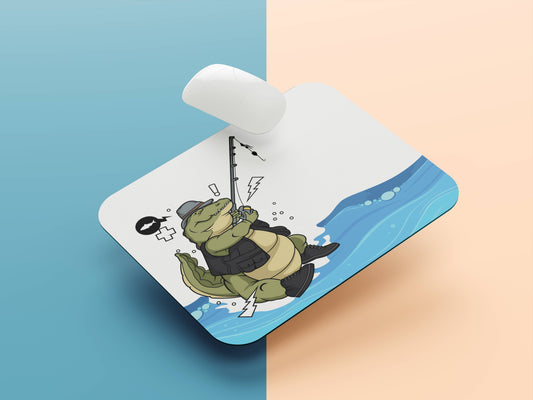 Crocodile fishing Cartoon mousepad mockup style 1