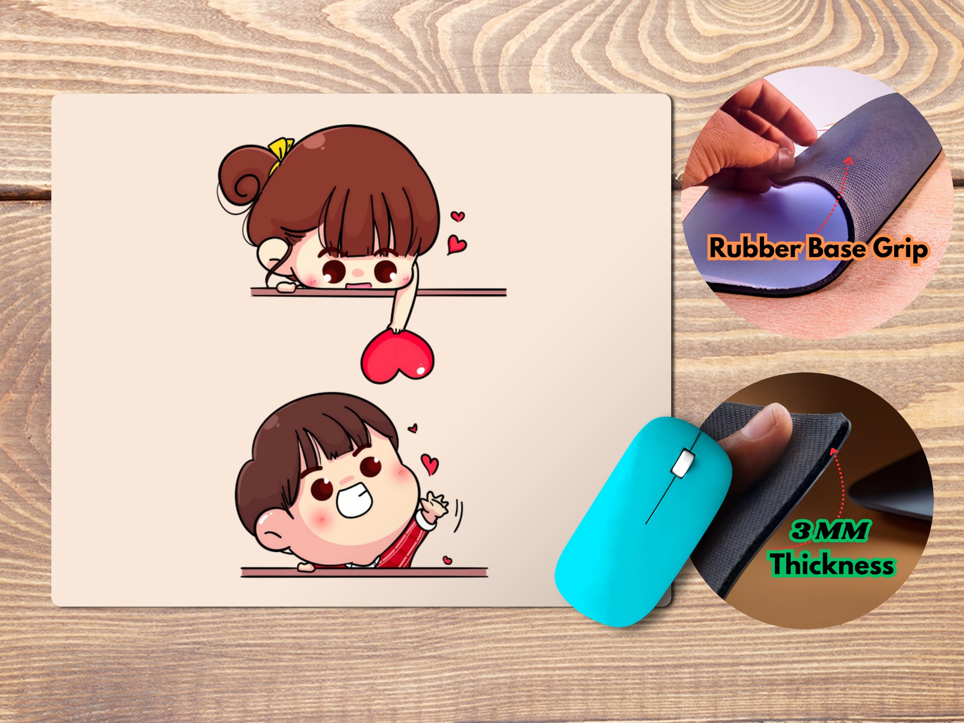 Girl and Boy Cartoon with Heartmousepad mockup style 4